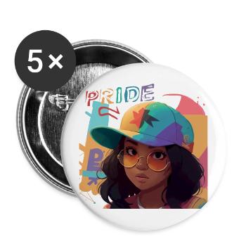 Proud Black Woman - Buttons large 2.2'' (5-pack) - white
