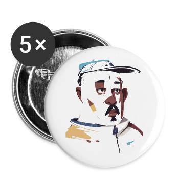 Artistic Black Man with a Snapback - Buttons large 2.2'' (5-pack) - white