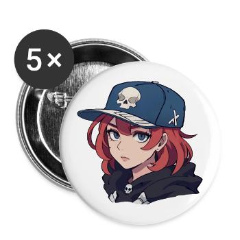 Skater Girl - Buttons large 2.2'' (5-pack) - white