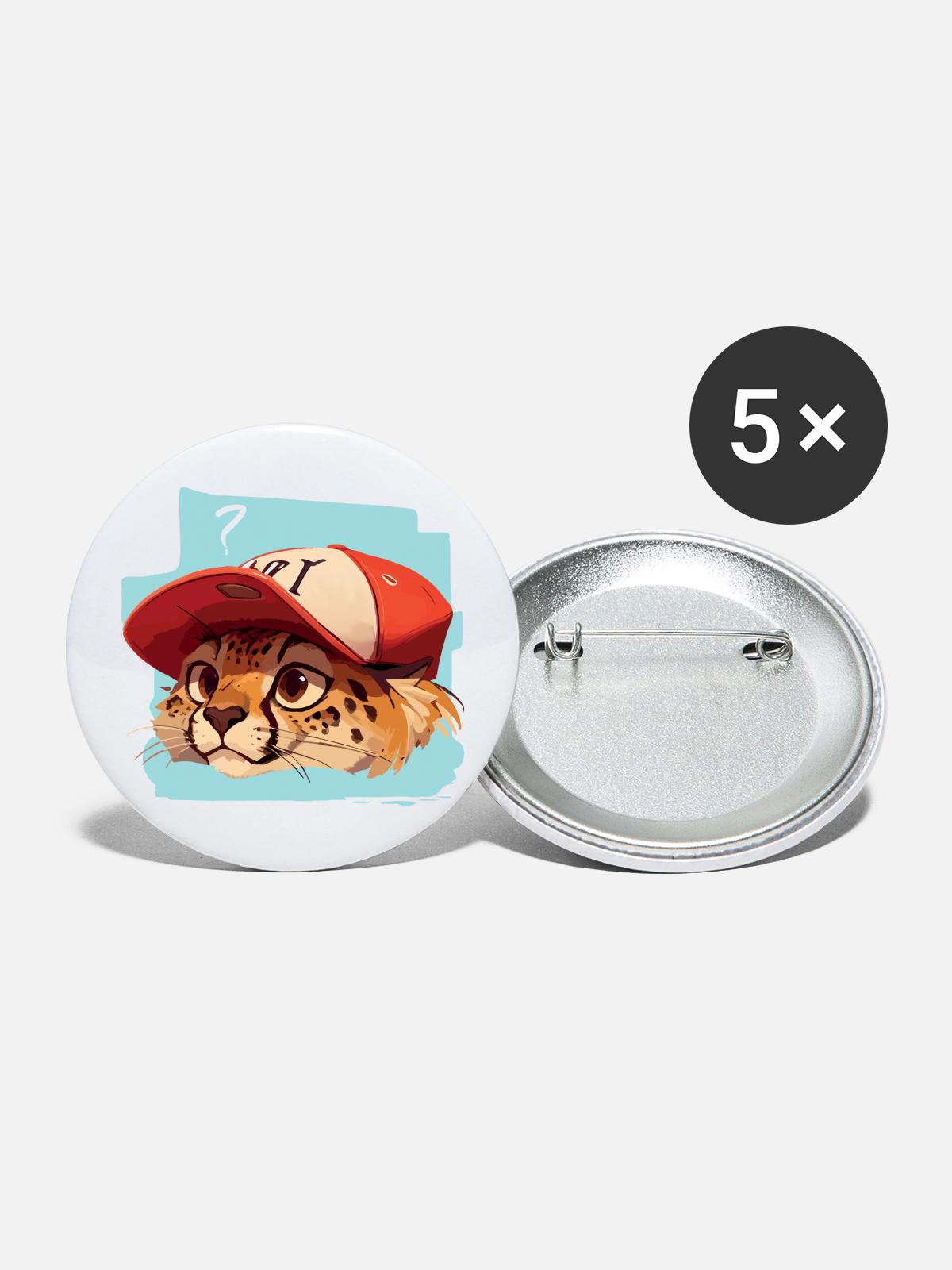 Surprised Cheetah - Buttons large 2.2'' (5-pack) - white