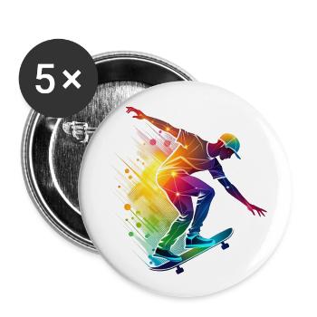 Design of a skater in action. of a colorful skater - Buttons large 2.2'' (5-pack) - white