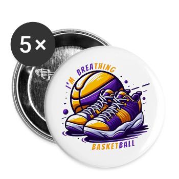 Basketball breathing - Buttons large 2.2'' (5-pack) - white