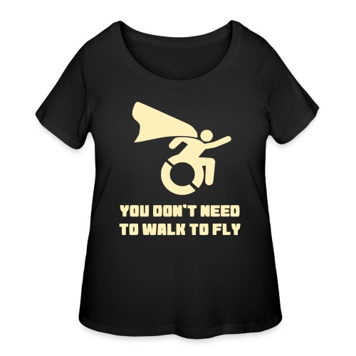 Weelchair flying super guy, wheelchair humor, roll - Women's Curvy T-Shirt