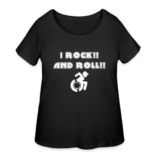 ROCK AND ROLL, Wheelchair fun, wheelchair action - Women's Curvy T-Shirt
