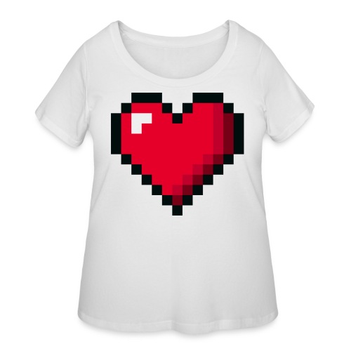 Pixel 8 bit Happy Valentine s Day Heart for Gamers - Women's Curvy T-Shirt