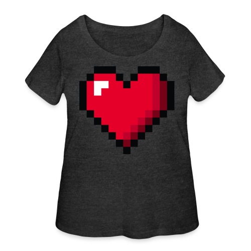 Pixel 8 bit Happy Valentine s Day Heart for Gamers - Women's Curvy T-Shirt