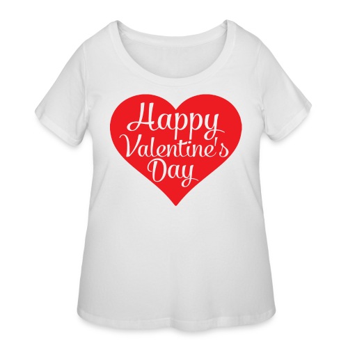 Happy Valentine s Day Heart T shirts and Cute Font - Women's Curvy T-Shirt