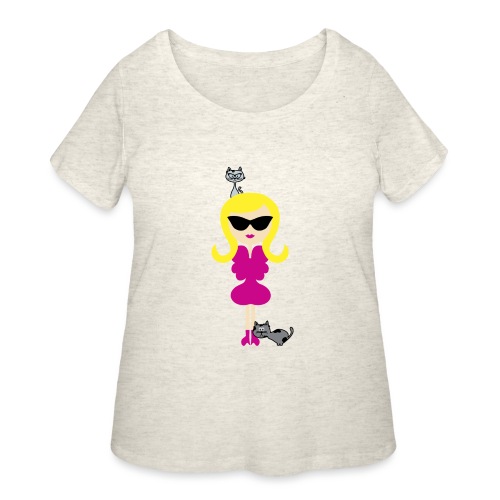 A Blonde Cutie and Her Lovely Cats - Women's Curvy T-Shirt