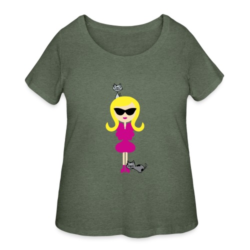 A Blonde Cutie and Her Lovely Cats - Women's Curvy T-Shirt