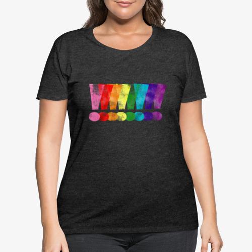 Distressed Gilbert Baker LGBT Pride Exclamation - Women's Curvy T-Shirt