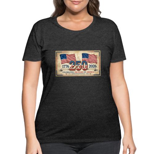 USA 250th Anniversary Flags Emblem - Women's Curvy T-Shirt