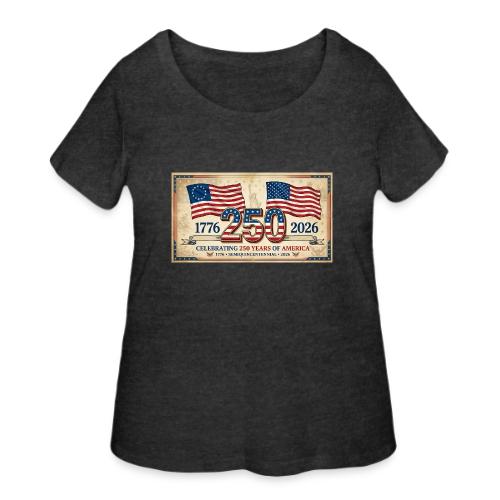 USA 250th Anniversary Flags Emblem - Women's Curvy T-Shirt