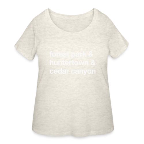 1 Church 3 Locations - Women's Curvy T-Shirt