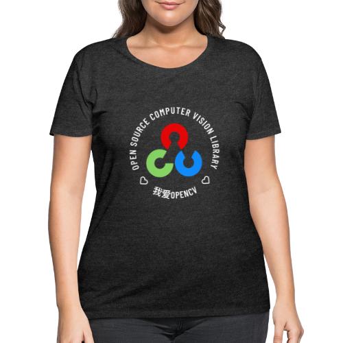 我爱OPENCV (Light Logo) - Women's Curvy T-Shirt
