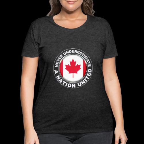 never underestimate a nation united white font - Women's Curvy T-Shirt