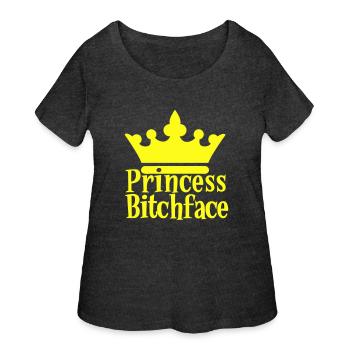 PRINCESS BITCHFACE with royal crown - Women's Curvy T-Shirt - deep heather - Front - Giselle (180cm)