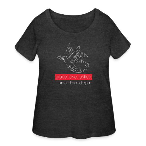 Grace. Love. Justice.- dove and earth graphic - Women's Curvy T-Shirt
