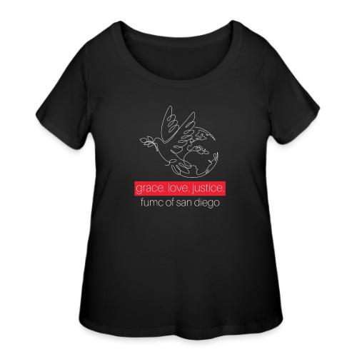 Grace. Love. Justice.- dove and earth graphic - Women's Curvy T-Shirt