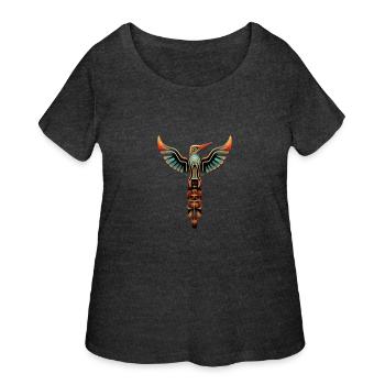 Hummingbird Haida Totem Art Native American - Women's Curvy T-Shirt - deep heather - Front - Giselle (180cm)