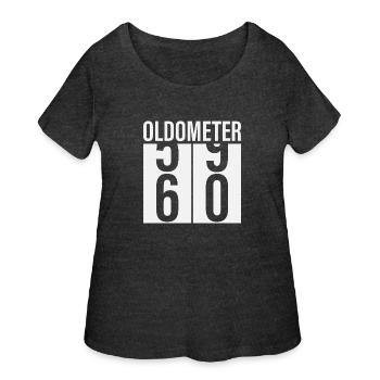 Oldometer Odometer Funny 60th Birthday 60 yrs Joke - Women's Curvy T-Shirt - deep heather - Front - Giselle (180cm)