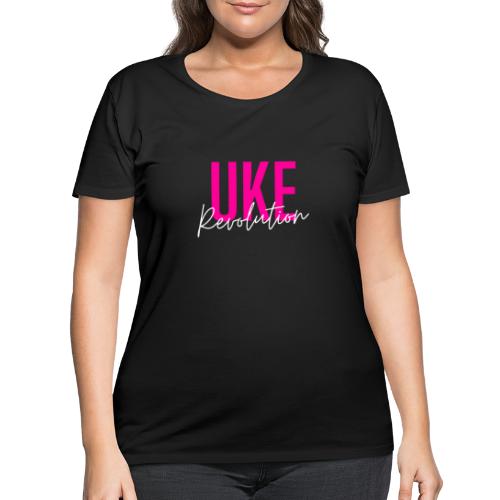 Front & Back Pink Uke Revolution + Get Your Uke On - Women's Curvy T-Shirt