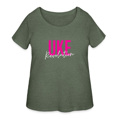 Front & Back Pink Uke Revolution + Get Your Uke On - Women's Curvy T-Shirt