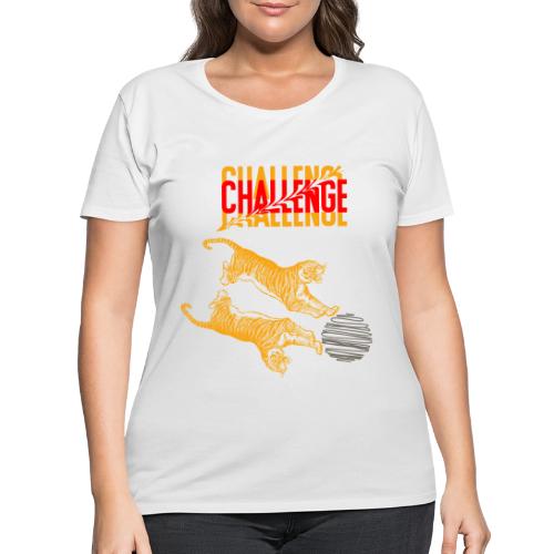 Double tiger fashion, jungle feline animals. - Women's Curvy T-Shirt