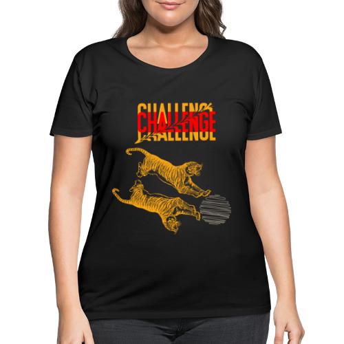 Double tiger fashion, jungle feline animals. - Women's Curvy T-Shirt