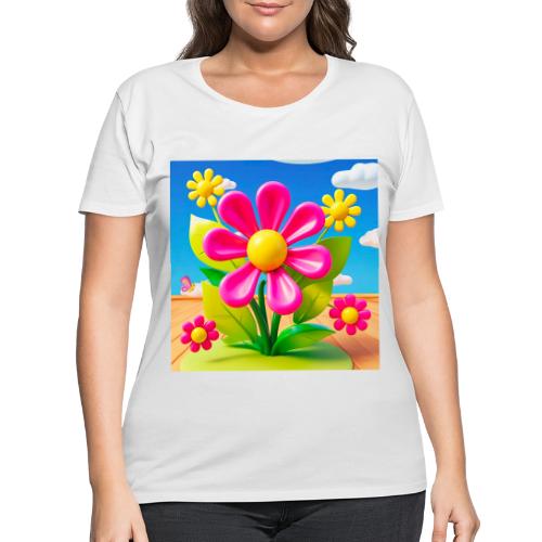 Pink Floral Peace | Sky & Nature Design - Women's Curvy T-Shirt