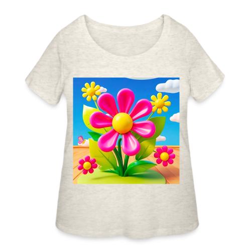 Pink Floral Peace | Sky & Nature Design - Women's Curvy T-Shirt