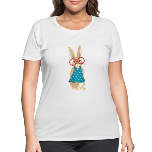 Cartoon Bunny In A Blue Dress - Women's Curvy T-Shirt