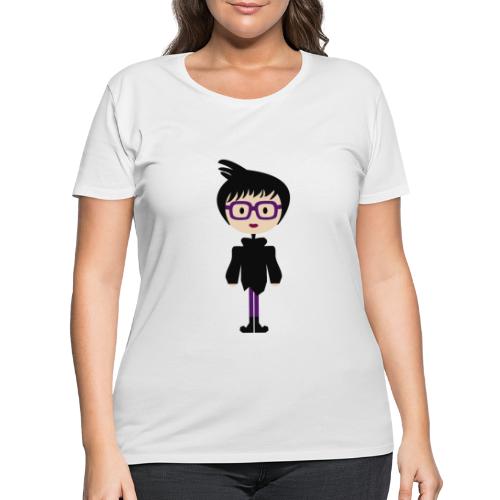 Cool Girl w/ Funky Hairdo + Eyeglasses w/ Boots - Women's Curvy T-Shirt