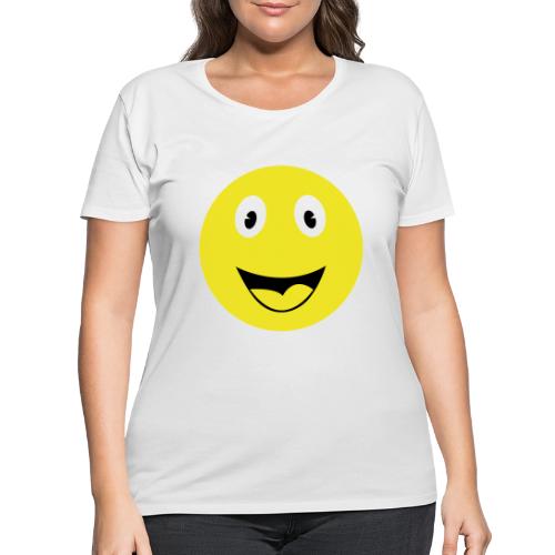 Yellow Happy Face Print - Women's Curvy T-Shirt