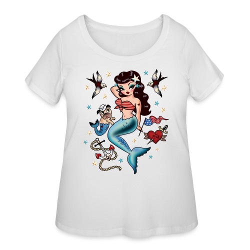 Tattoo Flash Pinup Mermaid - Women's Curvy T-Shirt
