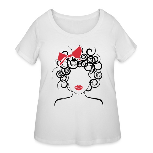 Curly Girl with Red Bow_Global Couture_logo T-Shir - Women's Curvy T-Shirt
