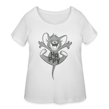 Tom and Jerry Happy Jerry - Women's Curvy T-Shirt - white - Front - Giselle (180cm)