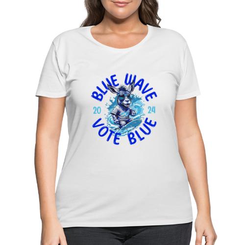 Ride The Blue Wave 2024 Election Surfing Design - Women's Curvy T-Shirt