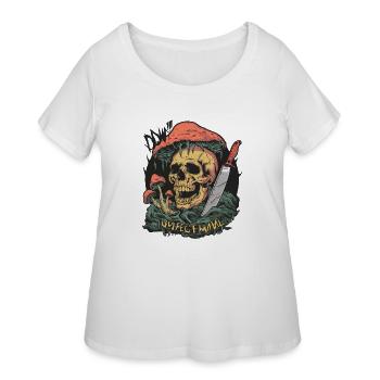 Skull with a knife and mushroom - Women's Curvy T-Shirt - white - Front - Giselle (180cm)
