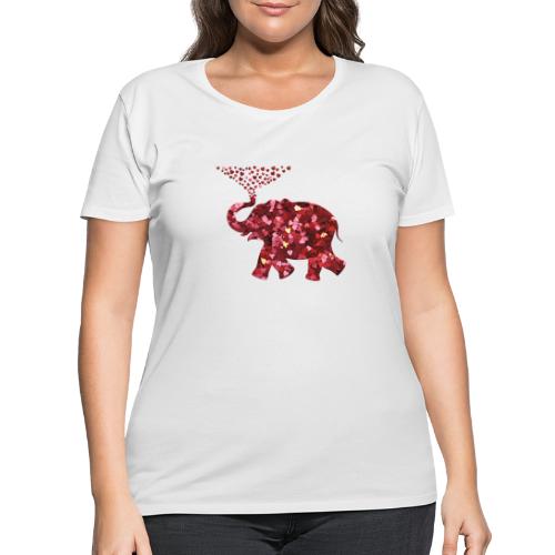 Lovely baby elephant spitting out red hearts - Women's Curvy T-Shirt