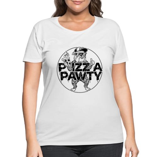 Pizza Pawty Bulldog T-Shirt | Funny Dog Pizza Tee - Women's Curvy T-Shirt