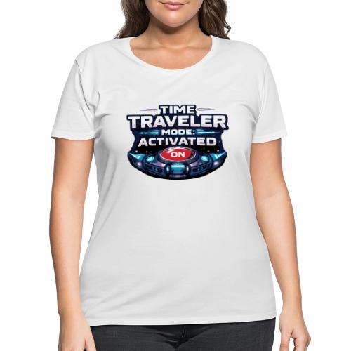 Time Traveler Mode – Futuristic Neon Sci-Fi Tee - Women's Curvy T-Shirt