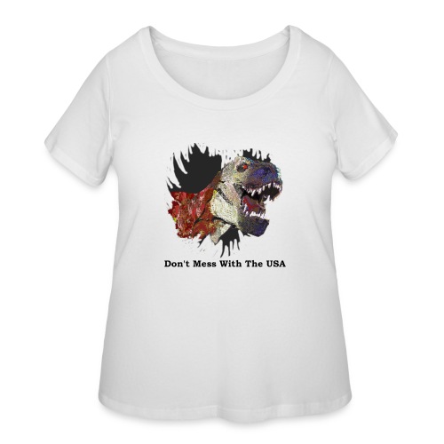 T-rex Mascot Don't Mess with the USA - Women's Curvy T-Shirt