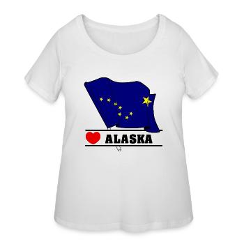 Flag Alaska heart 'ALASKA' - Women's Curvy T-Shirt - white - Front - Giselle (180cm)