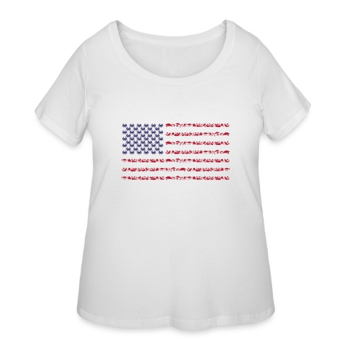 American Flag made from Coastal Wildlife - Women's Curvy T-Shirt