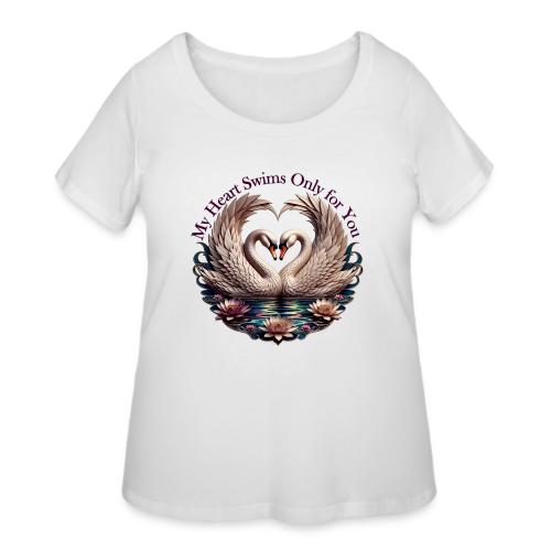 My Heart Swims Only for You Swan Heart T-Shirt - Women's Curvy T-Shirt