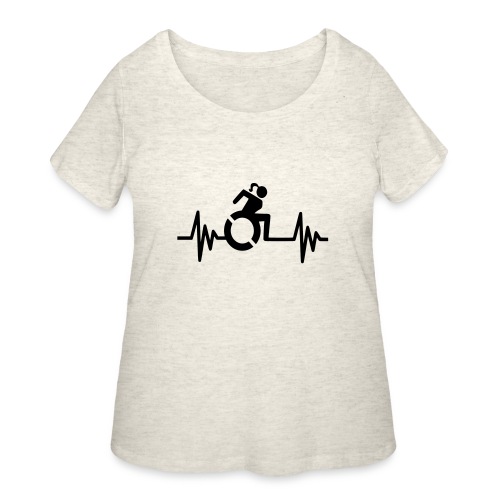 Wheelchair girl with a heartbeat. frequency # - Women's Curvy T-Shirt
