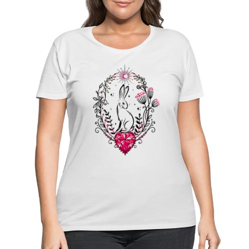 Hare Easter Bunny with Heart Crystal - Women's Curvy T-Shirt