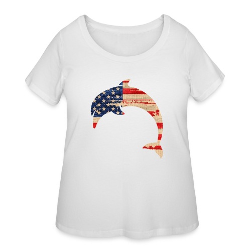 July 4th Dolphin - Women's Curvy T-Shirt