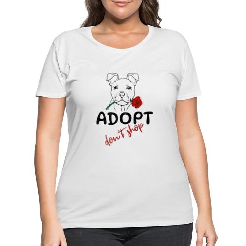 Retro Adopt Dont Shop Cute Puppy Rose Tee - Women's Curvy T-Shirt