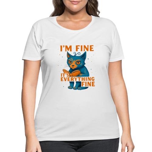 Funny Cat I’m Fine It’s Everything Fine– Retro tee - Women's Curvy T-Shirt